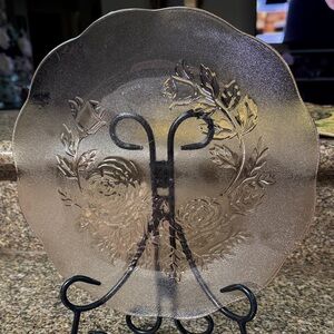 Vintage Arcoroc France Rosaline Pink Round Serving Plate 10-1/2"